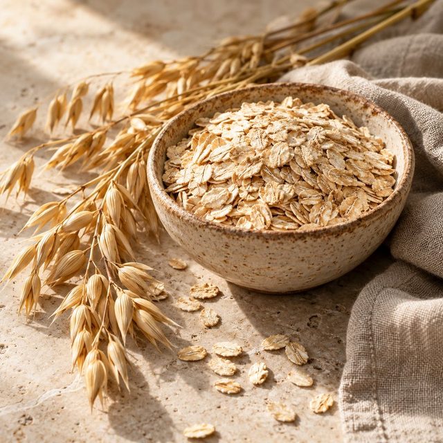 Oat gulung dalam mangkuk